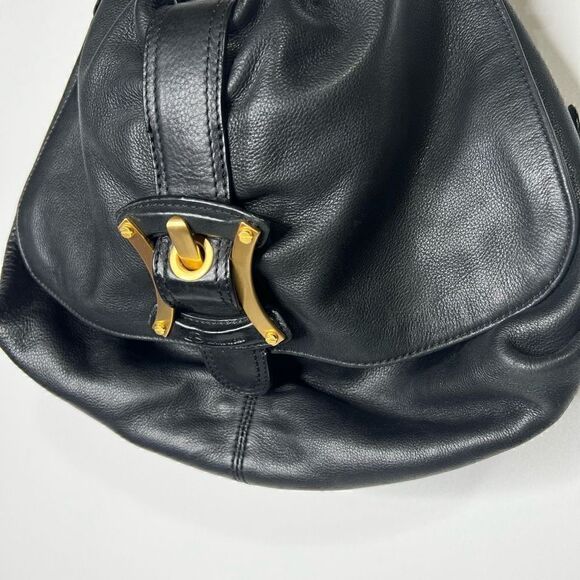 B. Makowsky Women's Black 100% Genuine Leather Hobo Shoulder Bag - Picture 4 of 16